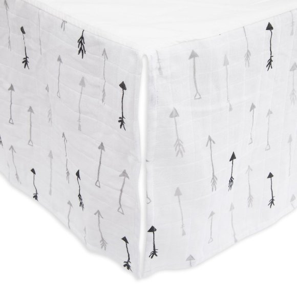 NEW Little Unicorn Cotton Muslin Crib Skirt Arrows - Picture 4 of 6